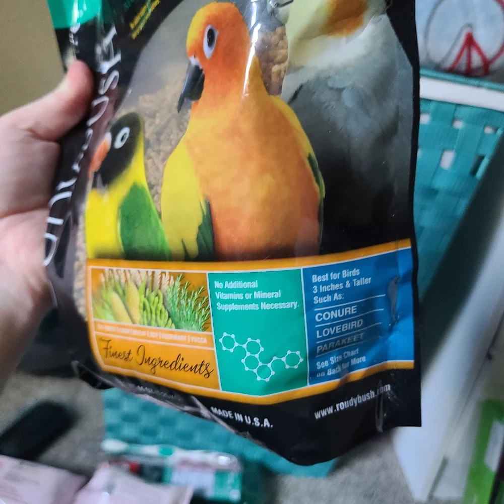 Opened bag of Bird food